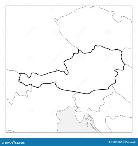 Map of Austria Black Thick Outline Highlighted with Neighbor Countries Stock Vector ...