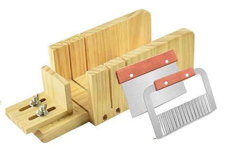 RKPM HOMES Adjustable Wooden Soap Cutter Mold with Stainless Steel Wavy ...