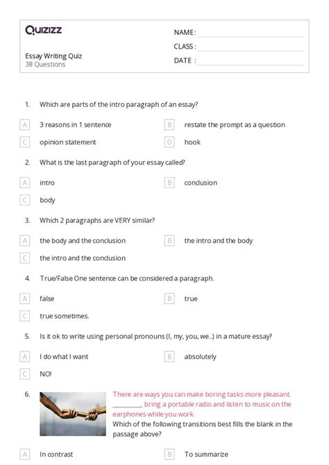 50+ Informative Essay Structure worksheets for 6th Class on Quizizz ...