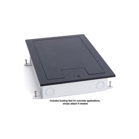 Recessed Floor Box for Concrete or Wood, Hinged Lid, 4 Decora, Black ...