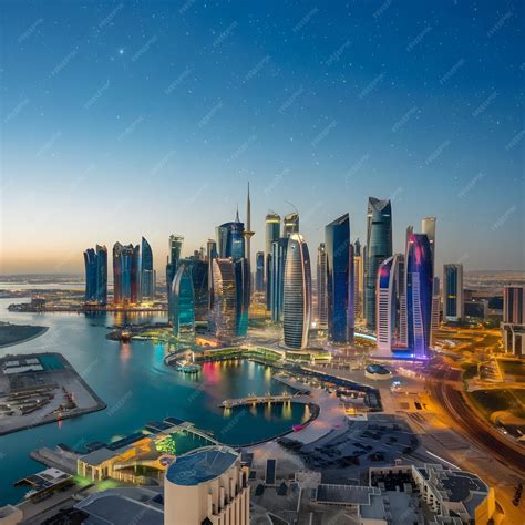 Doha capital city of rich country Qatar has attractive buildings and ...