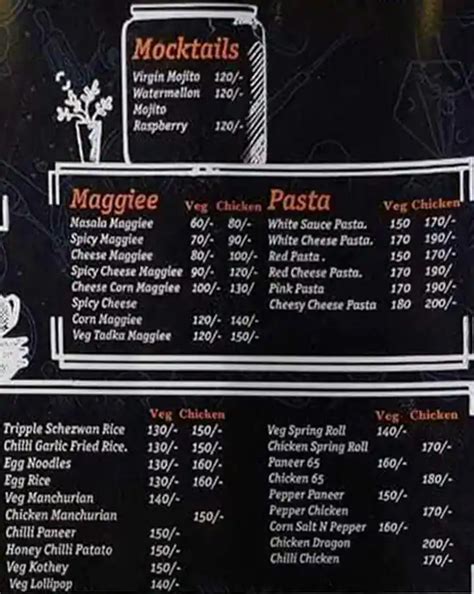 Menu at Cafe Alabina, Bhopal