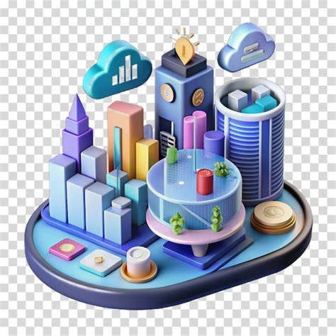 Data city 3d business analytics | Premium AI-generated PSD