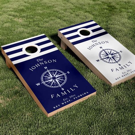 Nautical Themed Compass Rose Beach House Cornhole Set | Zazzle ...
