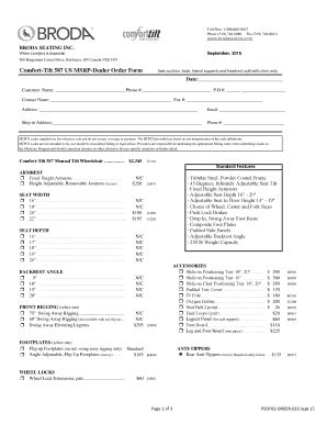Fillable Online BRODA SEATING INC When Comfort is Essential Fax Email ...