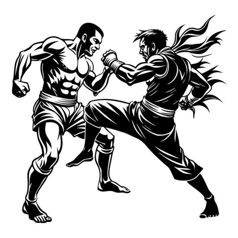 Silhouette martial fight on white background | Premium AI-generated vector
