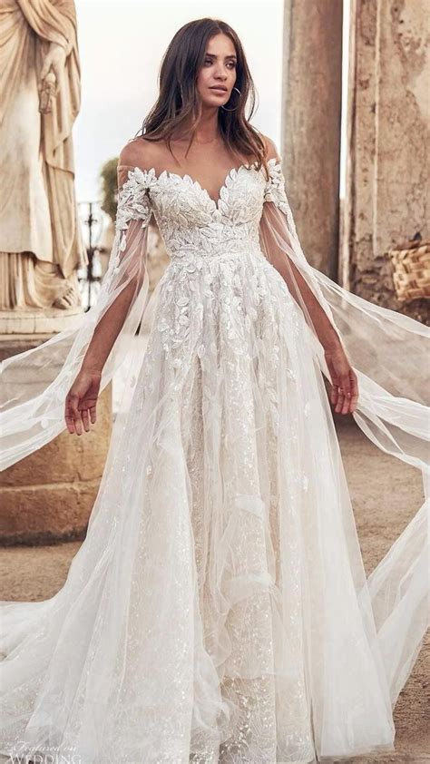 Off shoulder puffy sleeve tulle wedding dress long sleeve 3d etsy – Artofit