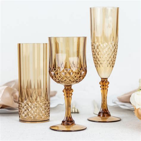 Amazon.com | XUWAIDSGN 7oz Plastic Vintage Rose Gold Drinking Glasses ...