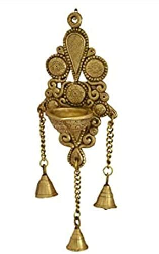 Buy om Decor Antique Finish Brass Wall Hanging Diya with Bells Online ...