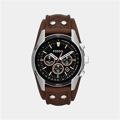 Fossil Coachman Men Quartz Black Dial Chronograph Leather Watch CH2891 ...