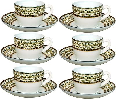 Buy Cello Opalware Solitaire Argento Cup and Saucer Set, 130 ml, 12 Pcs ...