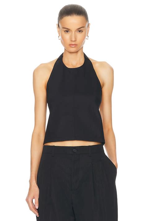 WARDROBE.NYC Drill Backless Halter Top in Black | FWRD