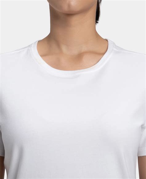 Buy Super Combed Cotton Elastane Regular Fit Solid Round Neck Half ...