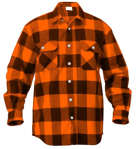 Rothco Extra Heavyweight Buffalo Plaid Flannel Shirt, Orange Plaid, L ...