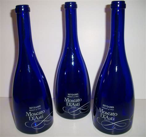 Cobalt Blue Moscato wine bottles.
