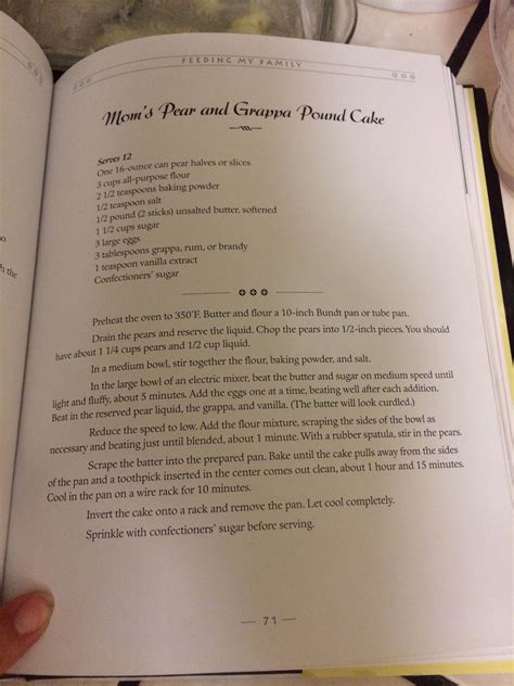 Pear and Grappa Pound Cake Recipe from Sopranos Cookbook
