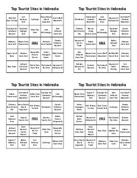 Top Tourist Sites in Nebraska Bingo - (100) Different Cards - Print ...