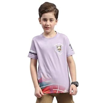 Buy Monte Carlo Boys Light Purple Printed Round Neck Half Sleeve ...