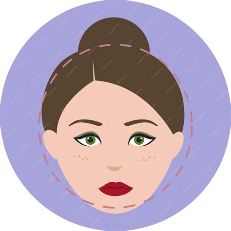 Premium Vector | Round face shape young female against pastel purple ...