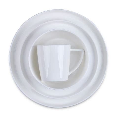 Buy Madeline Collection 32-Piece White Bone China Round Dinnerware Set ...