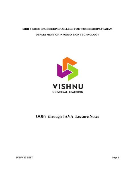 Java Complete Notes Typed - SHRI VISHNU ENGINEERING COLLEGE FOR WOMEN ...