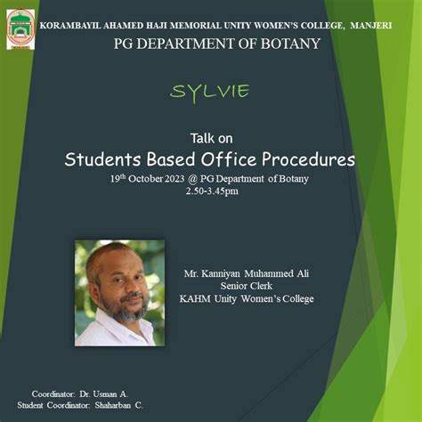 SYLVIE 2023: Talk on 'Students Based College Office Procedures ...