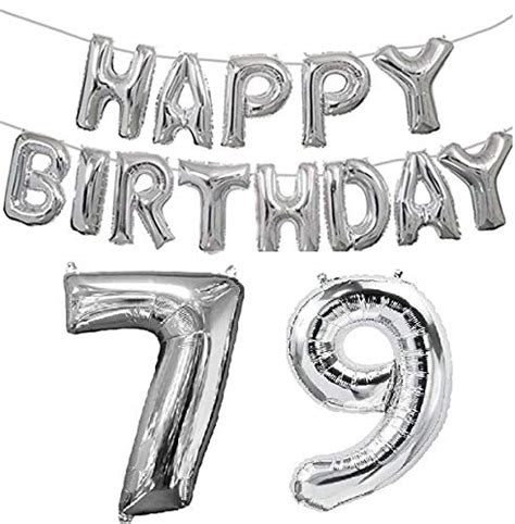 Haven's treasure® 79th Happy Birthday FOIL Balloon Silver Name ...