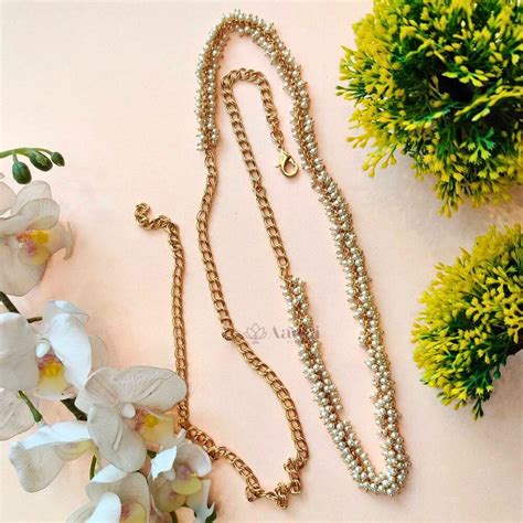 Simple pearl guttapusulu hip chain – Aadai Alangaram