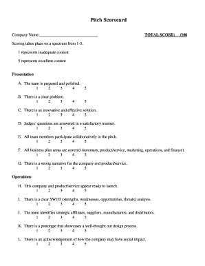 Fillable Online Pitch Scorecard Fax Email Print - pdfFiller