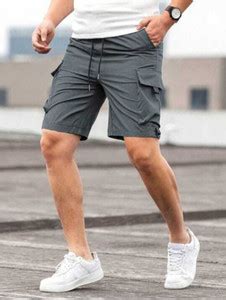 Raavi By Gaurav Solid Men Dark Grey Cargo Shorts - Buy Raavi By Gaurav ...