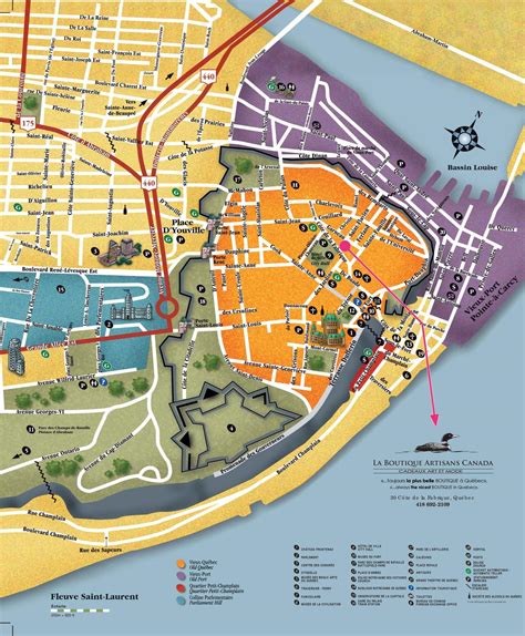 Quebec City sightseeing map - Map of Quebec City sightseeing (Quebec - Canada)