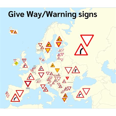 Map of Give Way and Warning Signs in Europe : r/geoguessr