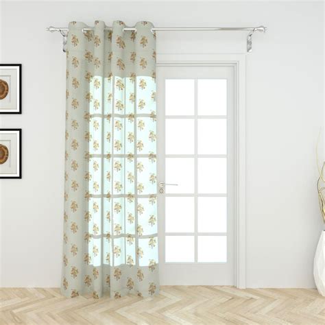 Buy Chander Grey Sheer Printed Door Curtain - 110 x 225 cm from Home ...