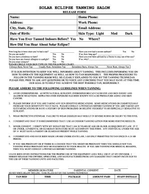 Tanning Waiver - Fill Online, Printable, Fillable, Blank | pdfFiller