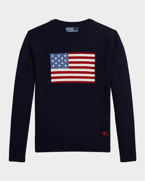 Polo Ralph Lauren Boy's American Flag Cashmere Sweater, Size S-XL ...