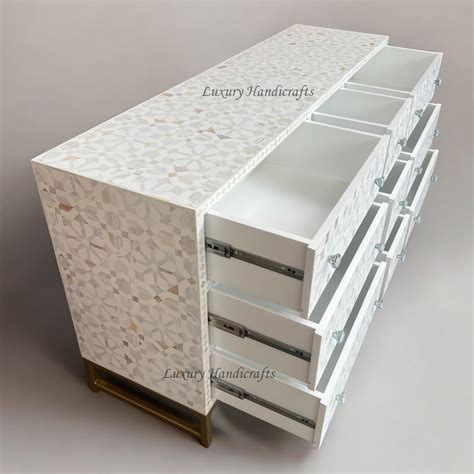MOP Inlay Moroccan 9 Drawer Chest White – Luxury Handicrafts