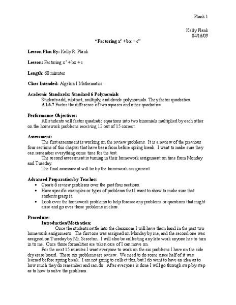 Factoring Lesson 的图像结果