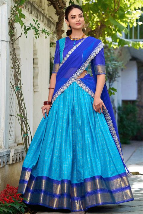 Blue Color Fully Stiched Half Saree - Anaya Designer Studio