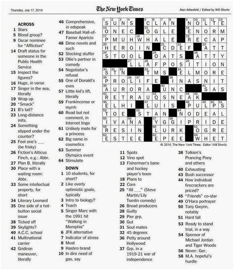 Seattle Times Crossword Printable
