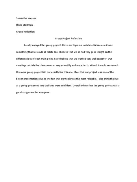 Image result for Project Reflection Sample