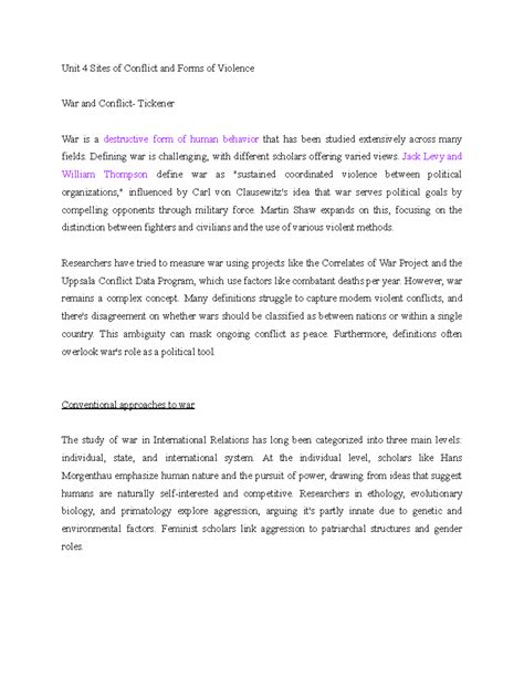 Unit 4 Pol. Science - Sites of Conflict & Violence Forms - Studocu