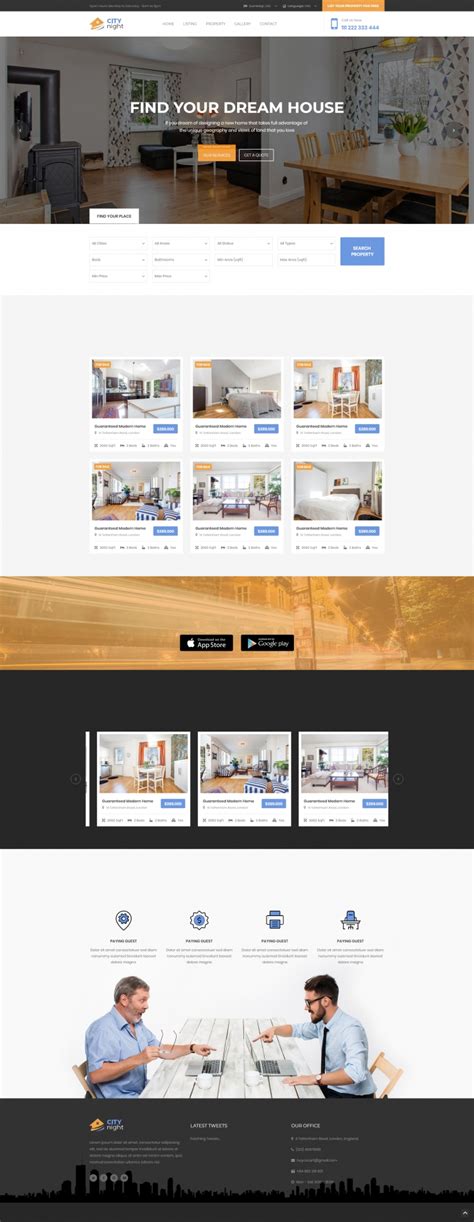 简洁精致的房地产租房售房网站模板下载