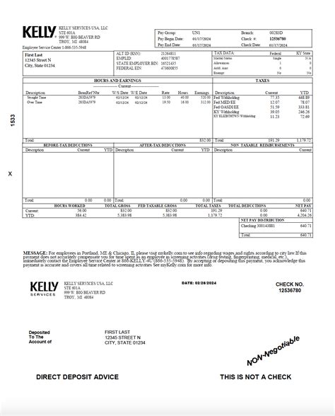 Paystub Editable Template - Kelly Services | Documentplug