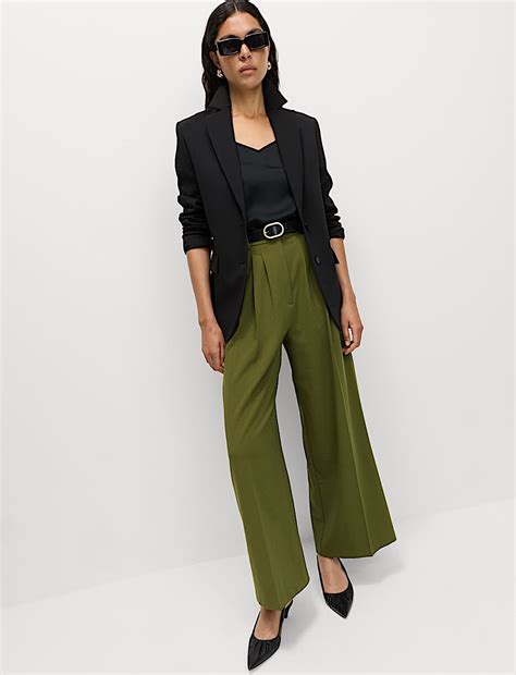 Buy Triple Pleat Wide Leg Trousers at Marks & Spencer