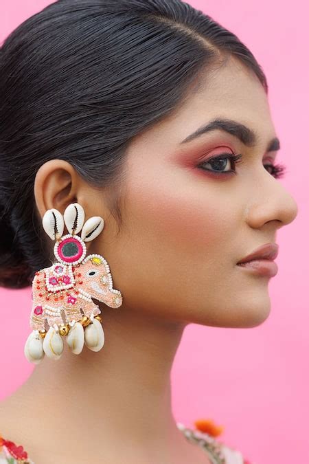 Buy Multi Color Tikki Diya Kumari Elephant Shaped Pendant Necklace Set ...