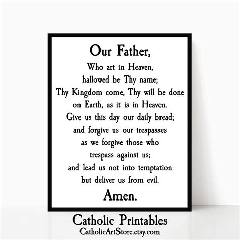 Our Father, Hail Mary, & Glory Be, Printable 3-prayer Pack, DIY ...