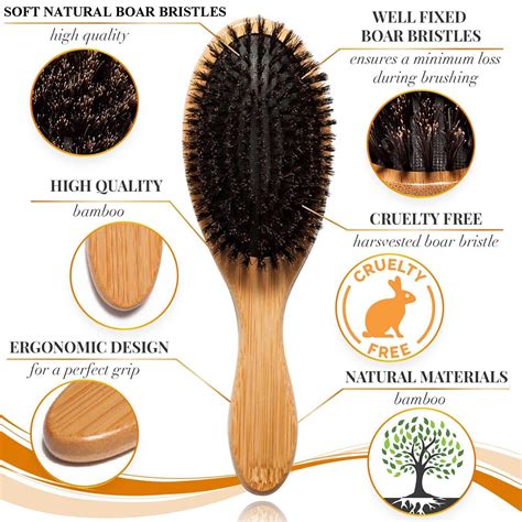Belula 100% Boar Bristle Hair Brush Set - Ideal for Thin and Fine Hair ...