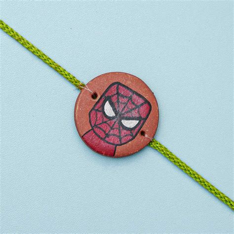 Buy Hand-painted Spiderman Terracotta Rakhi With Roli Chawal for Kids ...