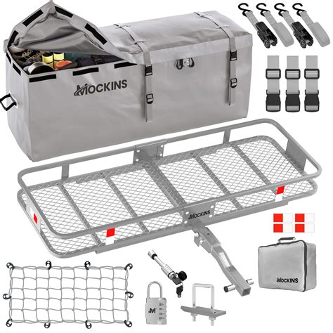 Buy Mockins 60"x20"x6" Folding Trailer Hitch Cargo Carrier & 16 CuFt Cargo Hitch Carrier Bag ...