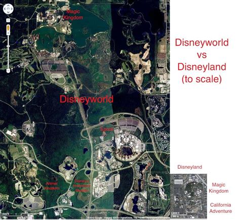 how much bigger Disneyworld is vs Disneyland. : todayilearned